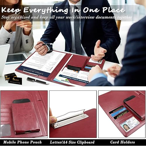 Vista 24 de Darolin Portafolio de negocios/currículum vitae con portapapeles tamaño carta A4, organizador de entrevistas/conferencias/documentos legales, Oro