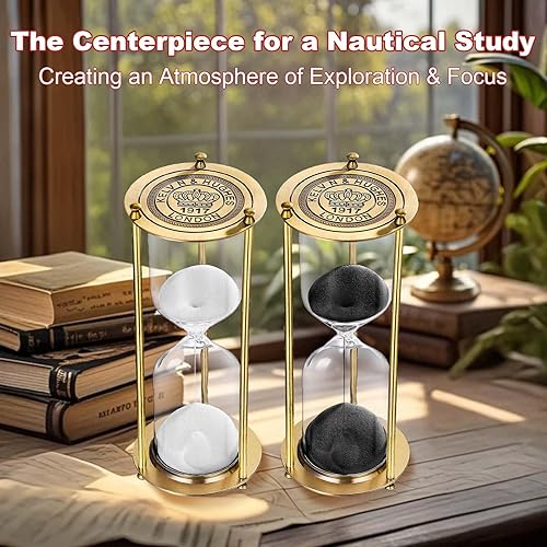 Miniatura 6 de Reloj de arena con temporizador de arena de 30 minutos, reloj de arena negra de latón vintage, reloj de arena de metal antiguo de 30 minutos, reloj