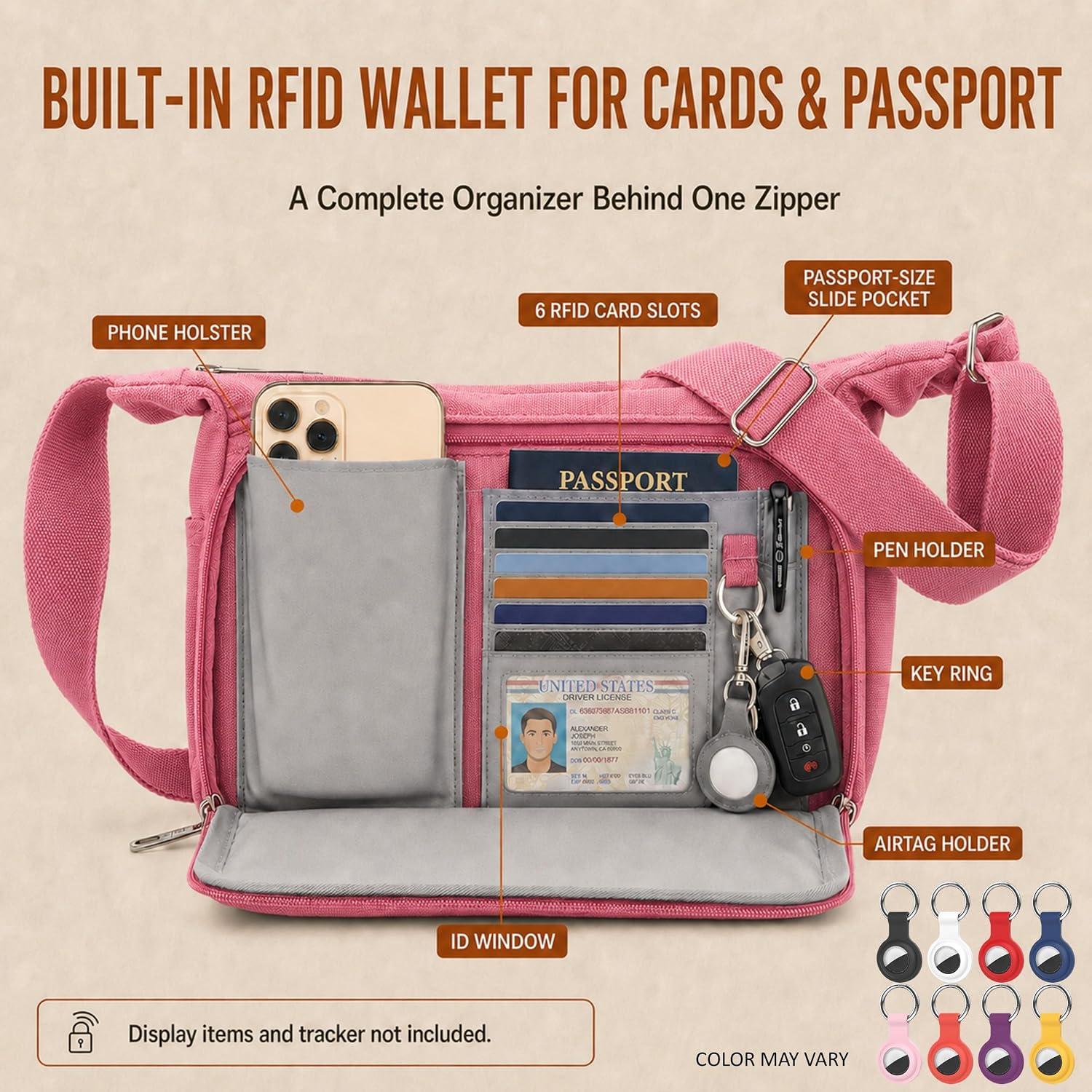 Canvas Messenger Bag for Men Women, RFID Crossbody Bag image 4