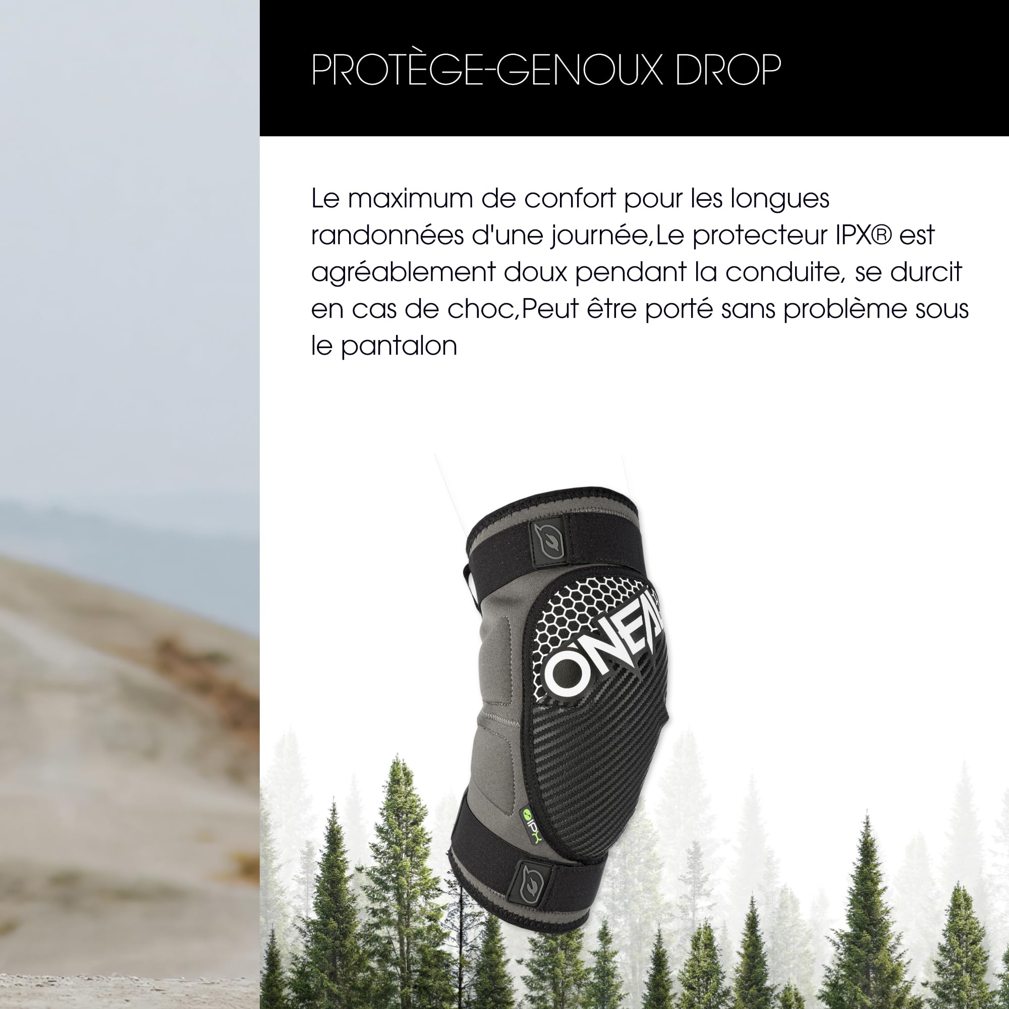 O'NEAL | Protège-genoux et tibias | MTB BMX Mountainbike DH FR | Protecteur IPX®-, Certifié selon la norme EN 1621-1, Sangles Velcro® | Protège-genoux DROP | Adulte | Gris Blanc