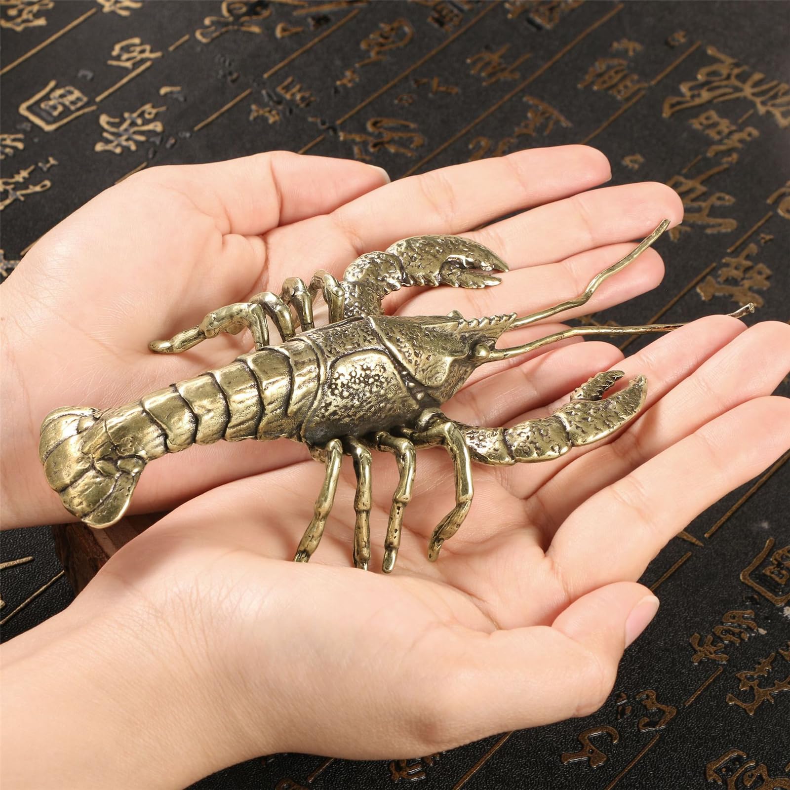 Figurina aragoste in ottone per libreria, tavolo, decorazioni