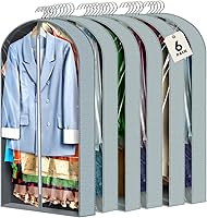 AURUZA 6-Pack 40" Clear Garment Bags with 4" Gussets - Dustproof Hanging Suit Covers for Closet & Travel Storage