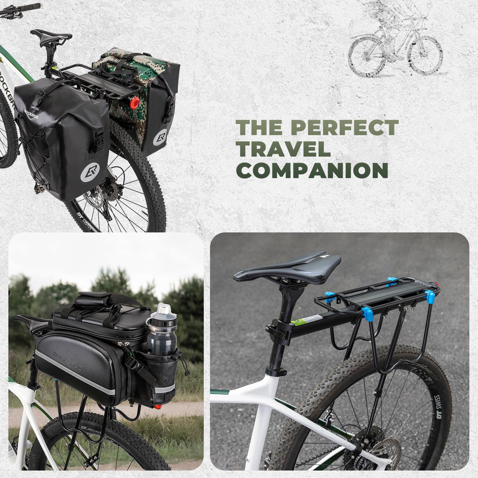 ROCKBROS Fahrrad Gepäckträger Universal Alum Mountainbike Gepäckträger mit Reflektor und Schnellspanner Maximalbelastung 75kg für 24-29 Zoll Mountainbikes, Rennräder, Citybikes