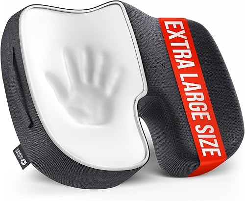 Vista 30 de 5 STARS UNITED Cojín para sentarse para silla escritorio u oficina o para silla de ruedas o asiento auto, alivia dolor ciática o coxis, cojín Negro