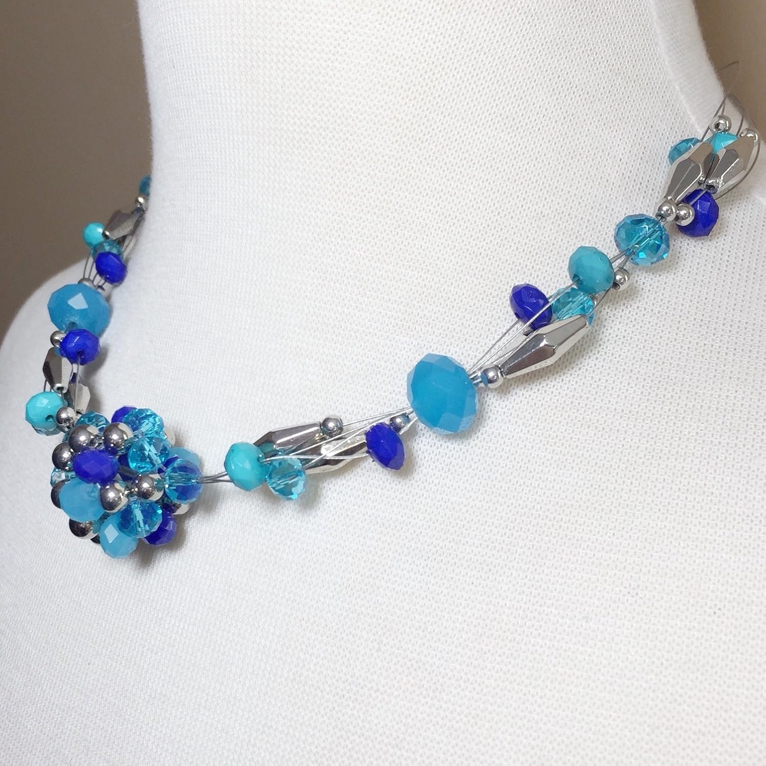 Gypsy Jewels Beaded Ball Illusion Wire Lightweight Necklace and Dangle Earring Set