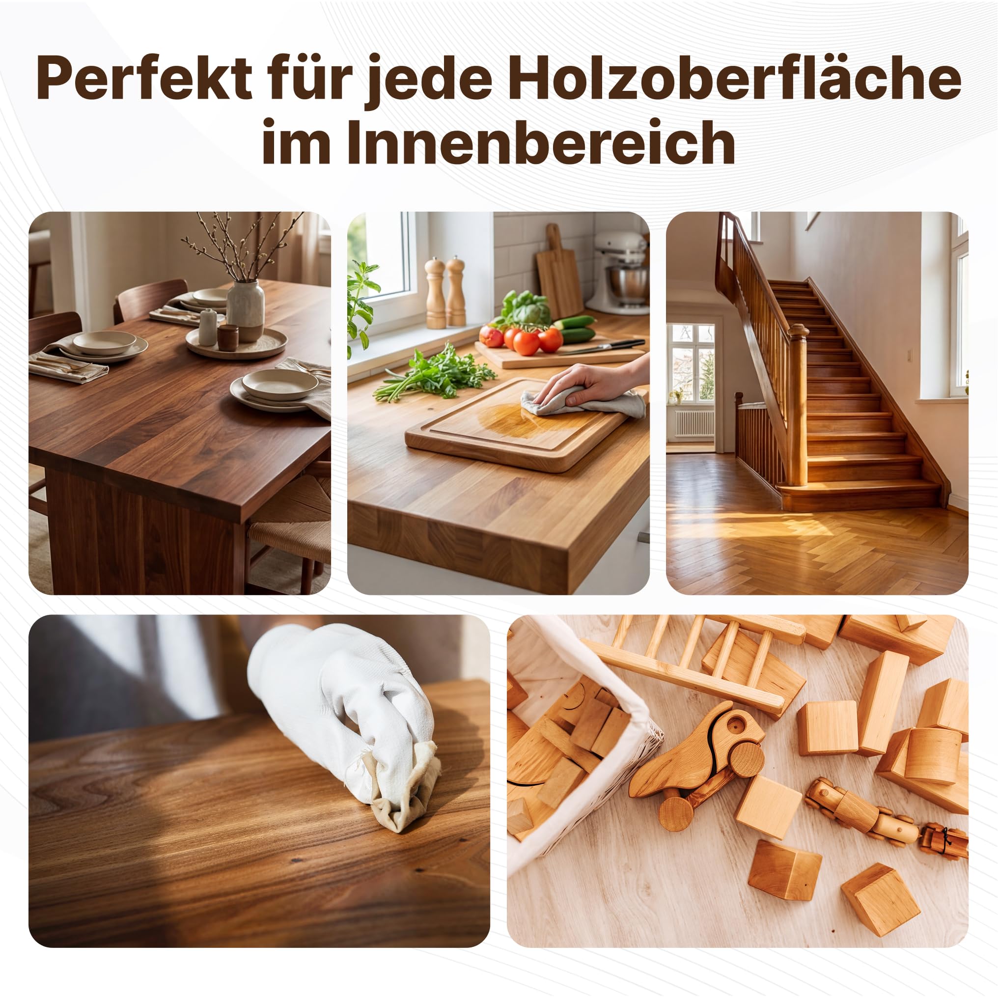 Houtolie voor binnen: houtbescherming op lijnoliebasis | 250 ml meubelverzorgingsolie voor veelzijdige toepassing | natuurlijke houtverzorging: kleurloos & voedselveilig werkbladen meubels vloeren van