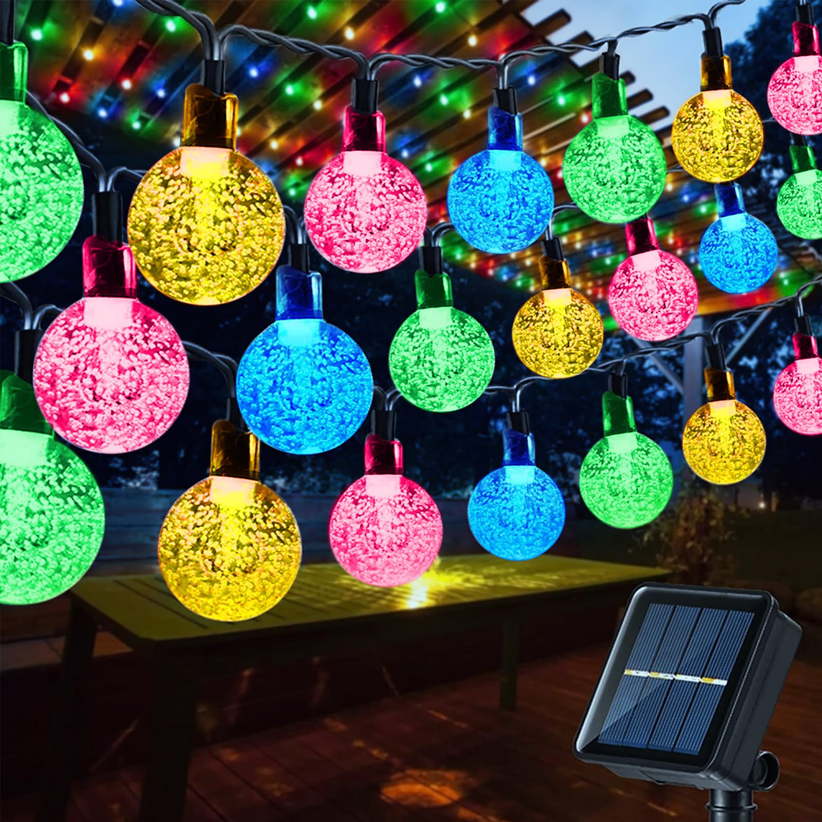 Moxled Solar Lichterkette Aussen 100 LED, 17M Lichterkette Außen Solar Wasserdicht, 8 Modes Solar Lichterkette Außen für Garten, Terrasse, Balkon, Partys (Bunt)