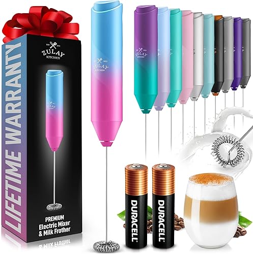 Zulay Kitchen - Batidor eléctrico de mano para café, lattes, capuchinos, matcha y chocolate caliente, mezclador portátil para bebidas, accesorio