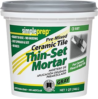 Simple Set CTTSGQT GRAY 1 Qt Gray Simple Set™ Pre Mixed Ceramic Tile Thin Set Mortar