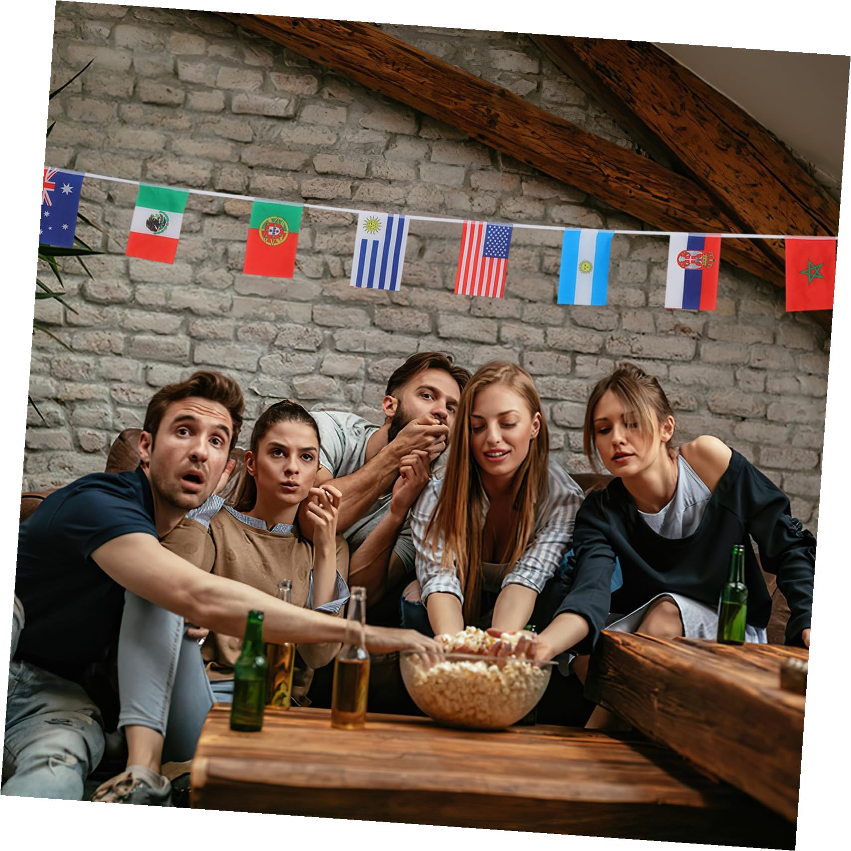 Garneck 1 Set Bandiere Internazionali Stringa Decorazioni per Feste Sport e Ghirlanda Bandiere per Interni Ed Esterni