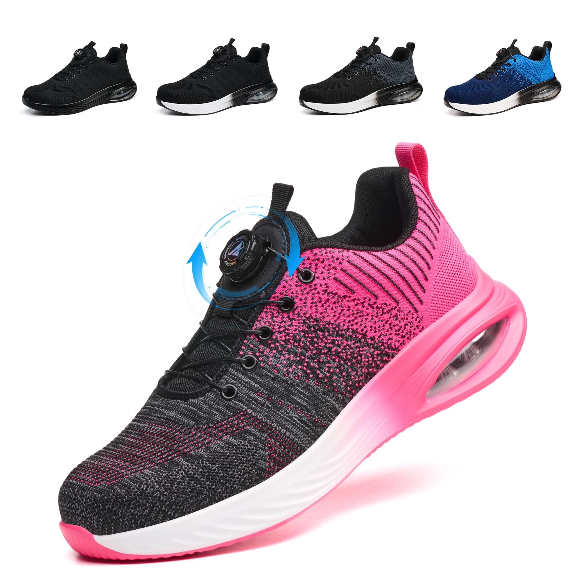 Sicherheitsschuhe Herren Damen Leicht Sportliche Arbeitsschuhe Atmungsaktiv Stahlkappenschuhe rutschfest Arbeitsschutzschuhe mit Drehknopf