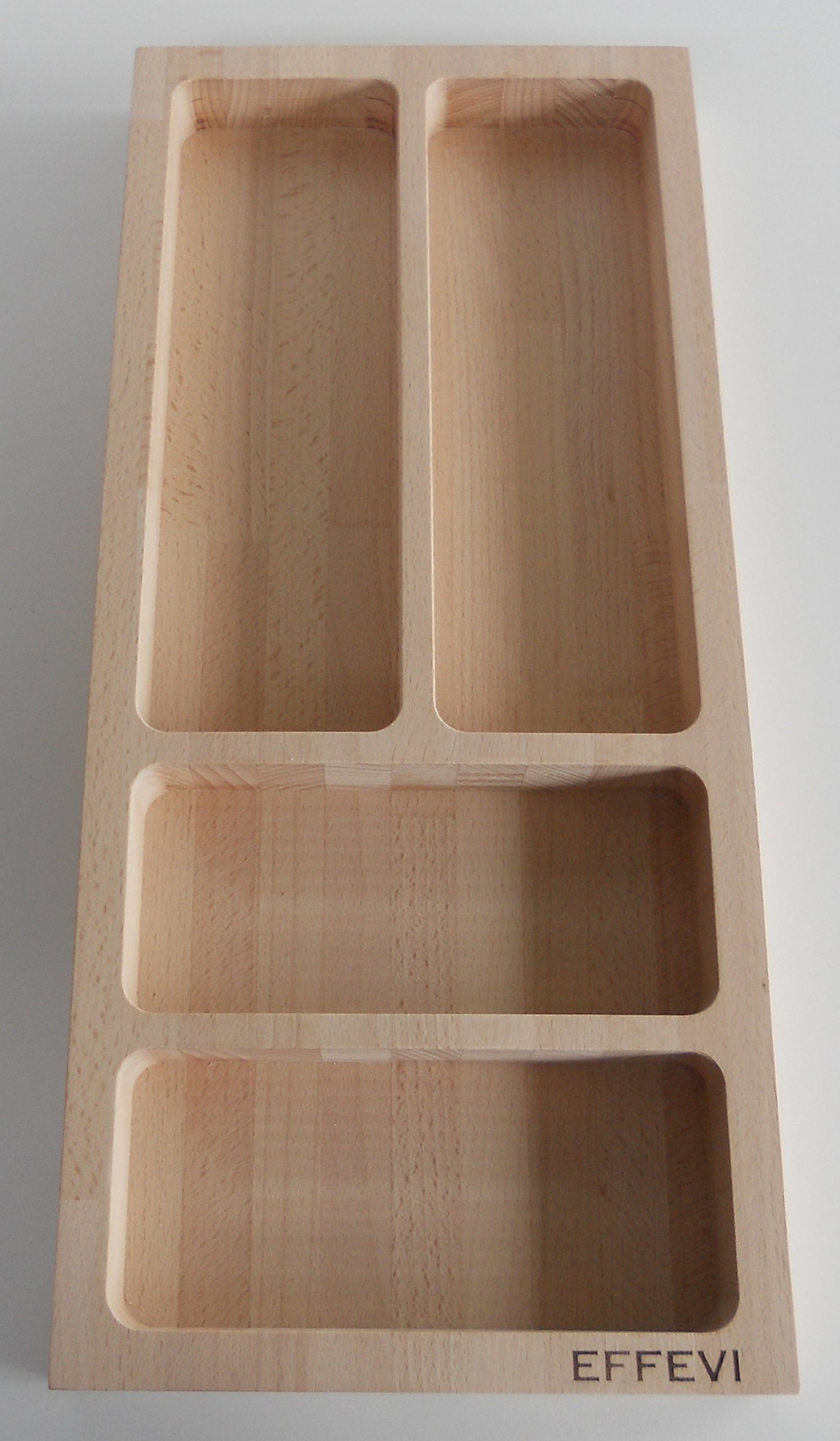 Range-couverts en bois hêtre naturel compartiment tiroir cuisine 20x45x3,2cm