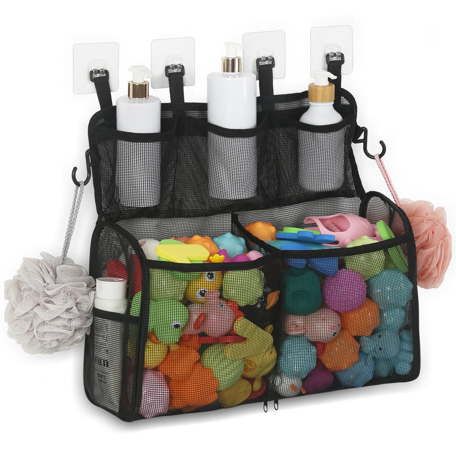 DOCMON Bath Toy Organizer 2 Layers Large Capacity Bath Toy Holder for Bathtub Quick Dry Bath Toy Storage