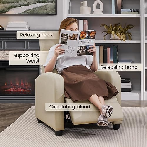 Miniatura 81 de Yaheetech Silla reclinable de cuero de 2 asientos, sofá moderno para sala de estar, cine en casa, color negro Negro -,Beige,Marrón,Gris,Beige