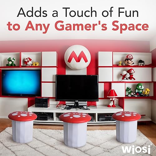 Miniatura 4 de Wiosi Taburete de hongos  Bonita otomana de hongos para niños y niñas  Silla multiusos de hongos con almacenamiento para ropa de juguetes  Taburete