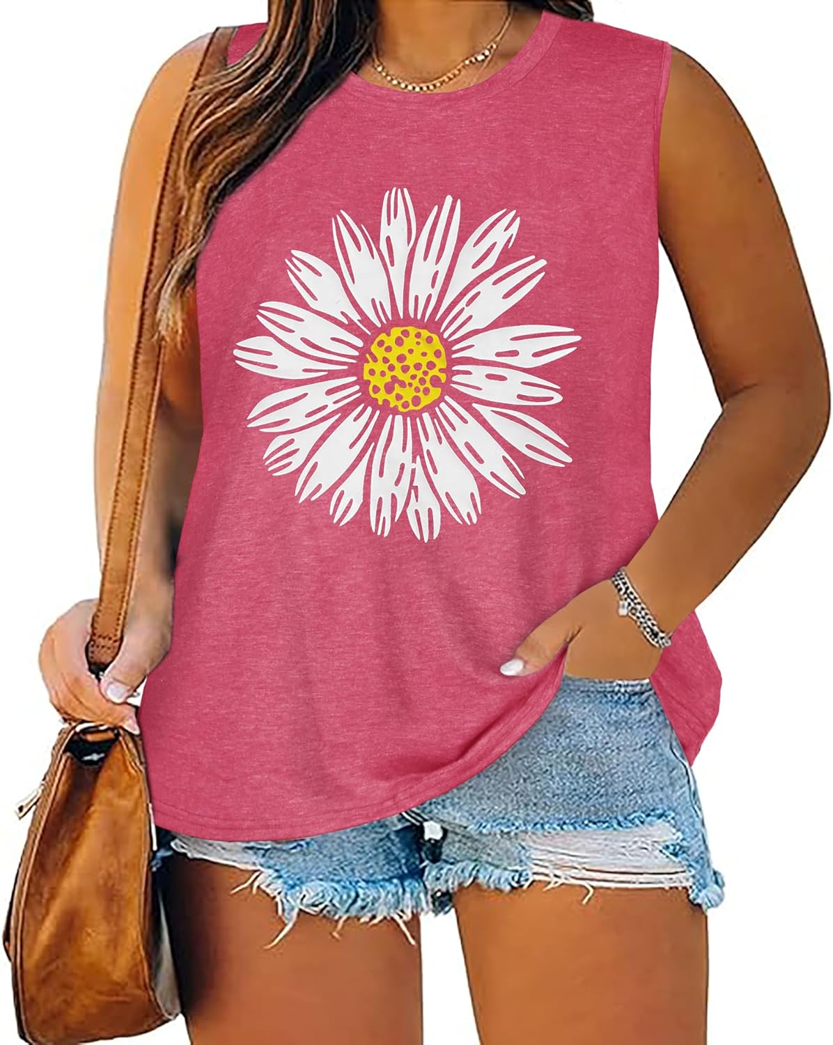 Plus Size Tops for Women Sleeveless Summer Tank Top Loose Fit Casual Tunics Shirts