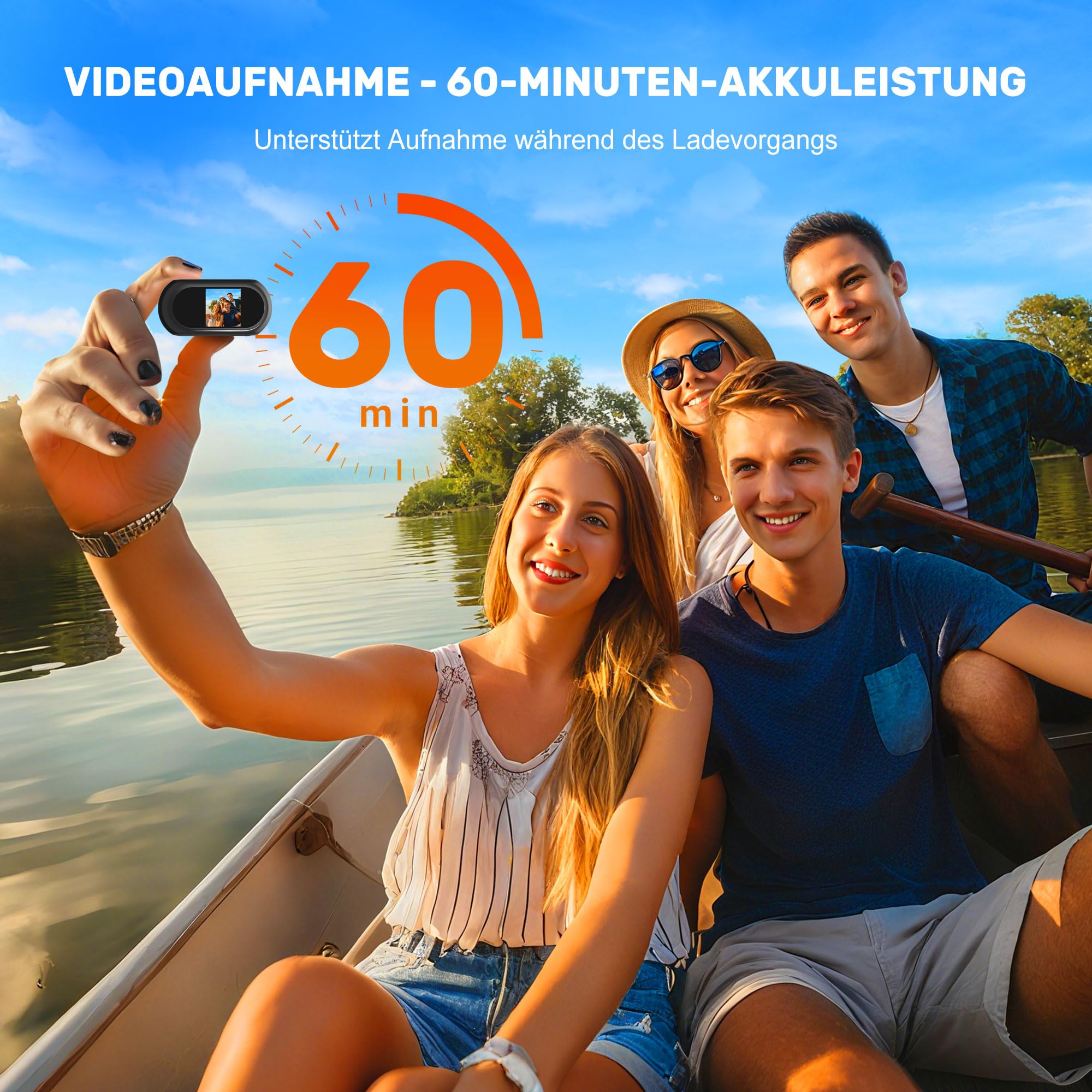Caméra d'action 1080P 32 Go, Caméra sport portable, Body cam magnétique, POV caméra casque moto