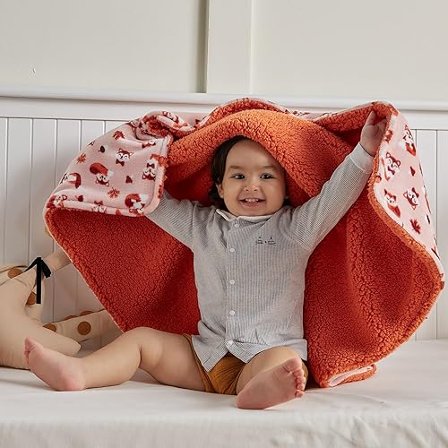 Miniatura 2 de DaysU Manta de franela de felpa Sherpa para niñas y niños, manta portátil reversible de microforro polar suave para cuna con estampado de animales