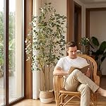 Warmplants Artificial Eucalyptus Tree, 7ft Tall Silk Leaves Fake Plant with Basket for Outdoor Indoor, 83'' Faux Eucalyptus Trees for Home Office Livingroom Floor Décor
