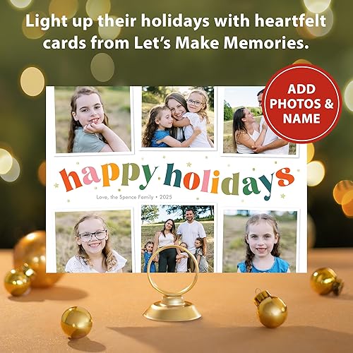 Miniatura 7 de Let's Make Memories Tarjeta fotográfica personalizada de trío de confeti de 5 x 7 pulgadas, calidad premium (tarjetas de Navidad y sobres blancos),