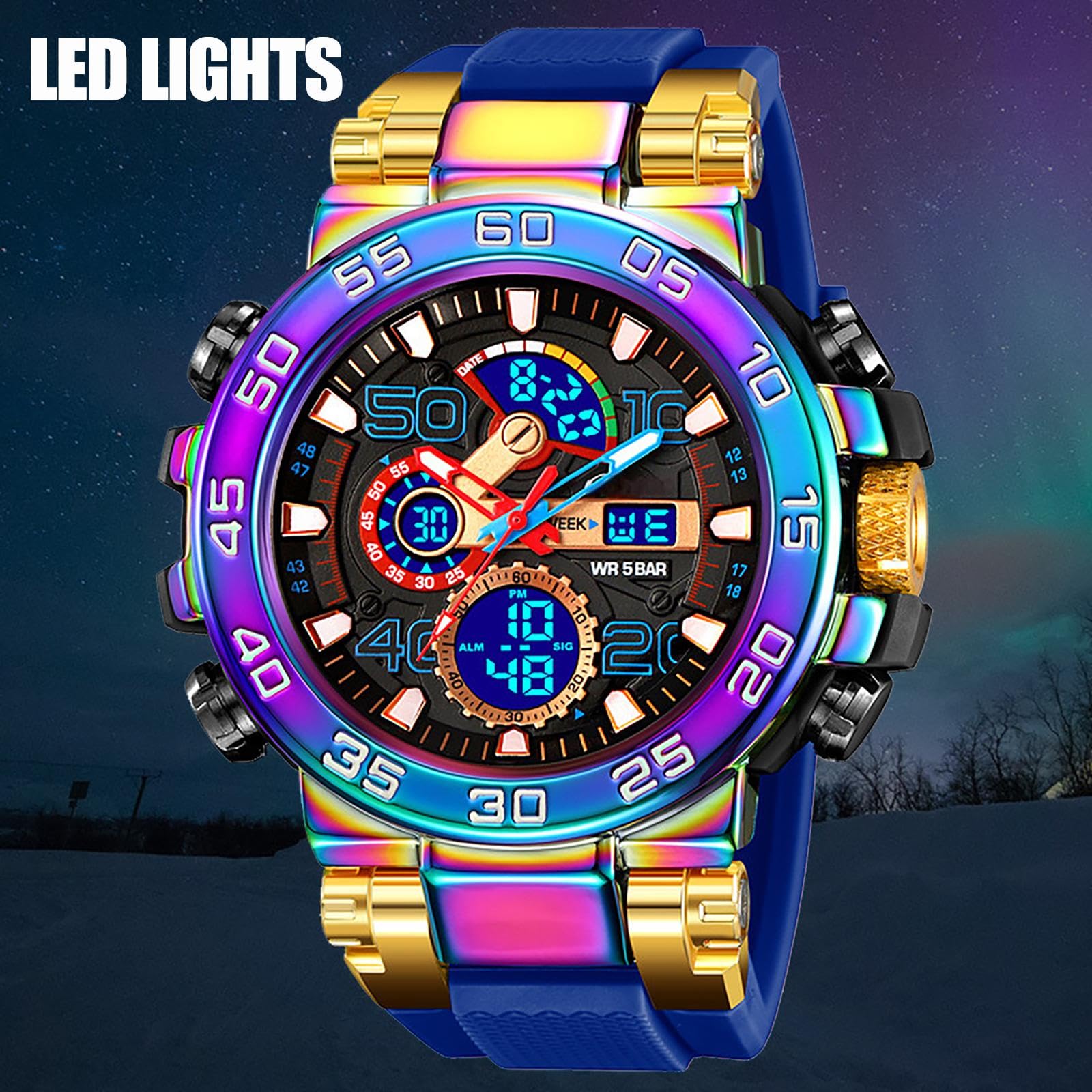 Reloj de pulsera digital deportivo impermeable para hombre, analógico, de cuarzo, táctico, con alarma, reloj multifunción de cara grande, relojes militares para hombre