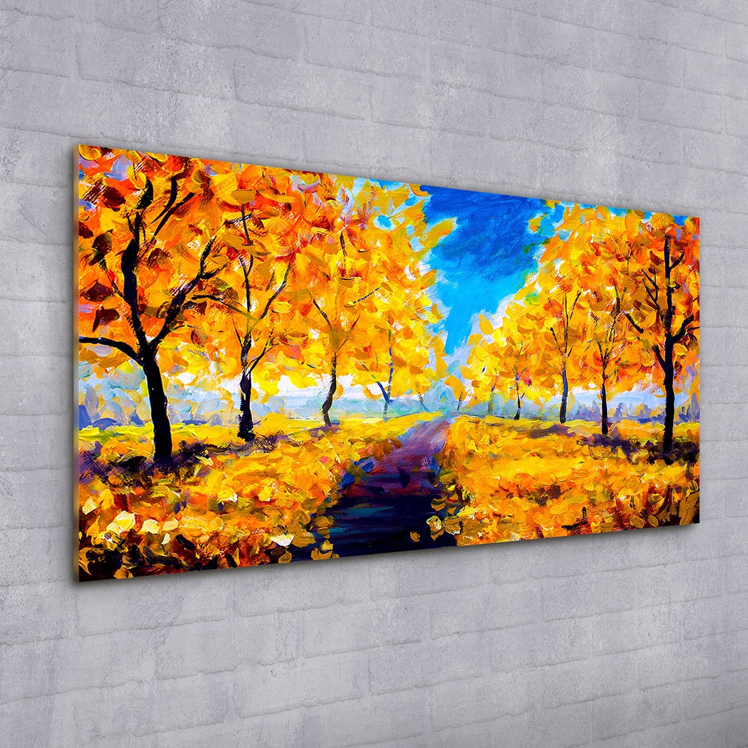Coloray Pintura acrílica Cuadro De Pared 100x50cm Vidrio Acrílico Sala De Estar Arte Mural - Árboles de otoño