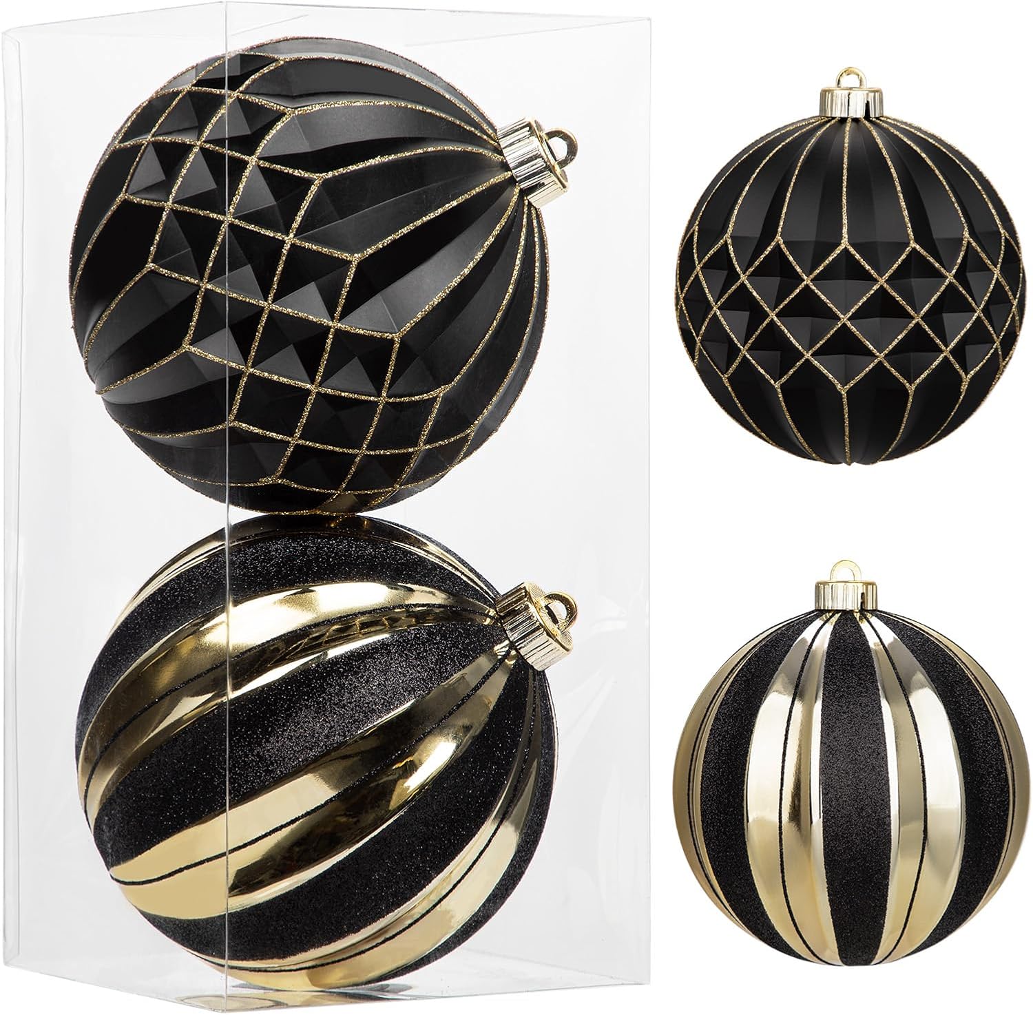 Briful 6'' Extra Large Christmas Ornaments for Trees Decorations, 2PCS Copper Oversized Shatterproof Hanging Balls for Xmas Winter Holiday Wedding Decor, Outdoor&Indoor Decorations