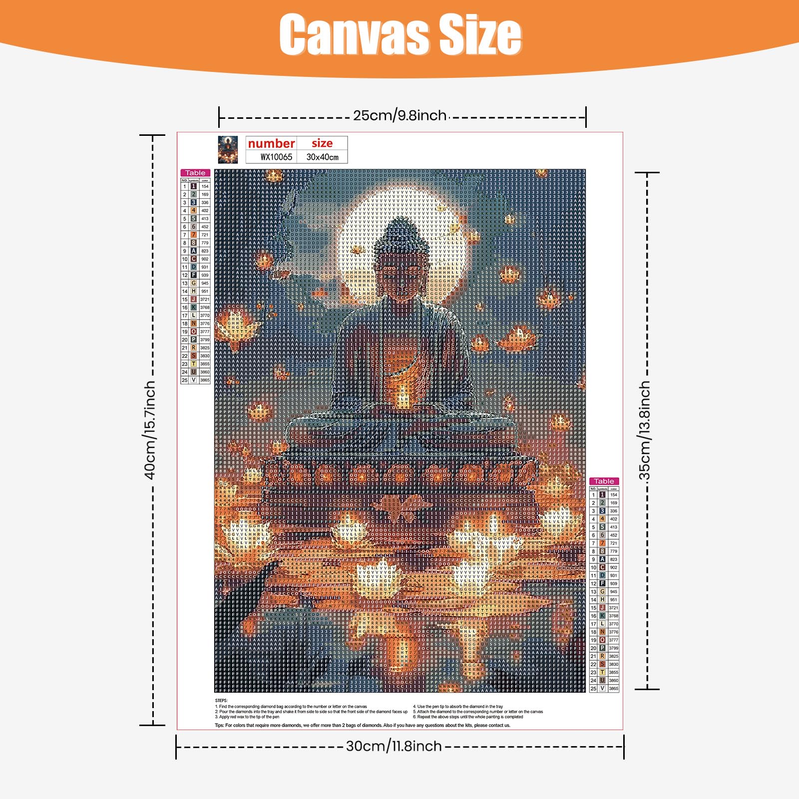 YSCOLOR Diamantschilderij DIY Diamant Borduurwerk Boeddha Zen Leven 5D Diamant Schilderij Boeddha Kruissteek 3D Diamant Mozaïek Kerstdecoratie Kunstcadeau 30 x 40 cm