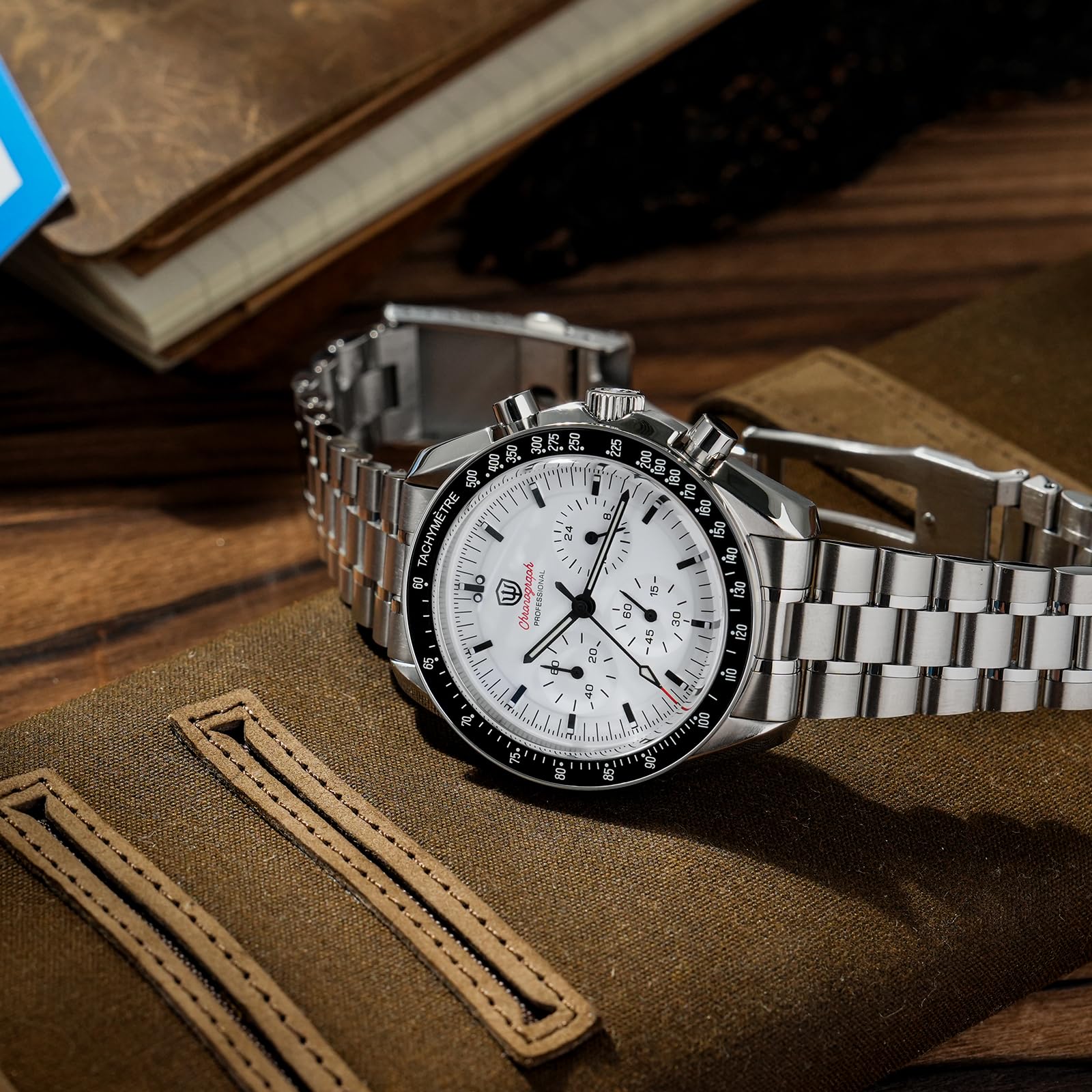 watchdives WD1860 WD1861 WD1863 Herren Chronograph, Japanisches VK63 Quarz Sportuhr, 40 mm Bubble Saphirglas Armbanduhr, 100 M Taucheruhr mit Edelstahlarmband