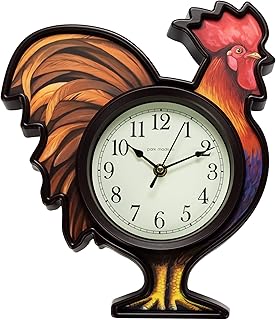 Park Madison 12 Inch Vintage Farmhouse Kitchen Wall Clocks Battery Operated Rooster Quartz Clock for Dinning Living Room Decor, Silent Movement
