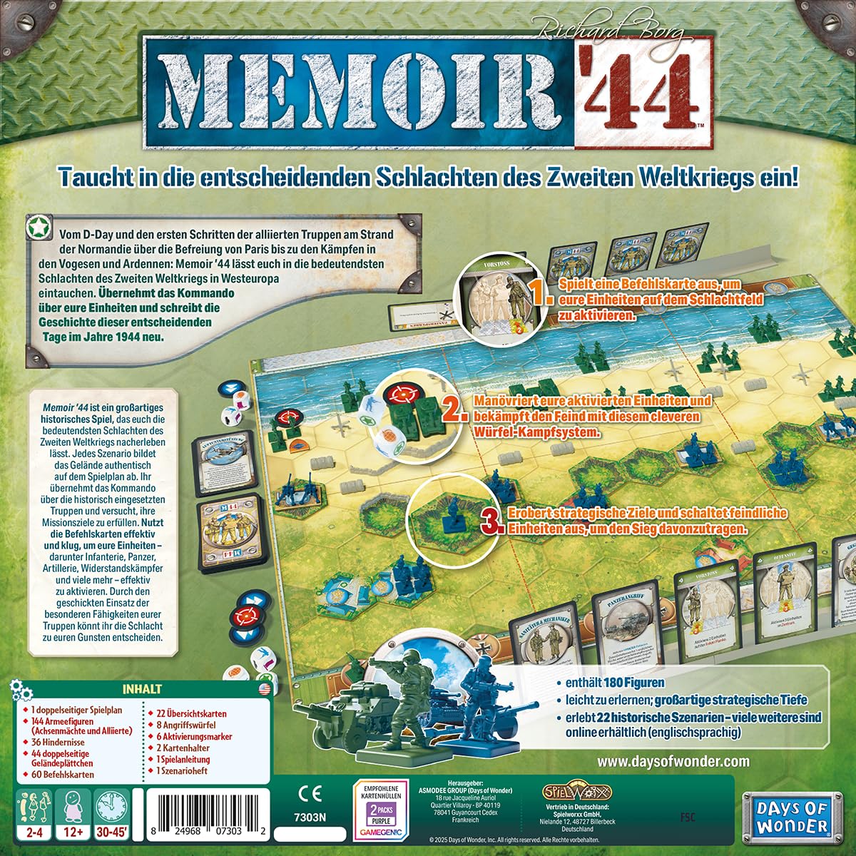 Memoir '44, Kennerspiel, 2-4 Spieler, 12+ Jahre, 30-45 Minuten, Deutsch