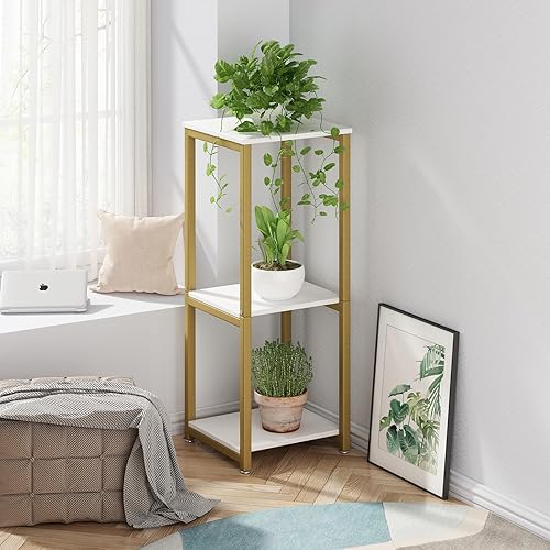 Miniatura 4 de YIZAIJIA Soporte para plantas de interior de 3 niveles de alto, de metal, para almacenamiento de plantas, múltiples para sala de estar, balcón,
