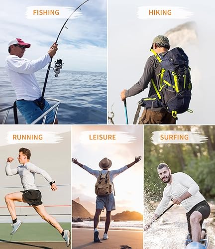 Miniatura 5 de Camisas de protección solar para hombre, con protección solar UV SPF UPF 50+, manga larga, protección contra erupciones, pesca, correr, nadar,