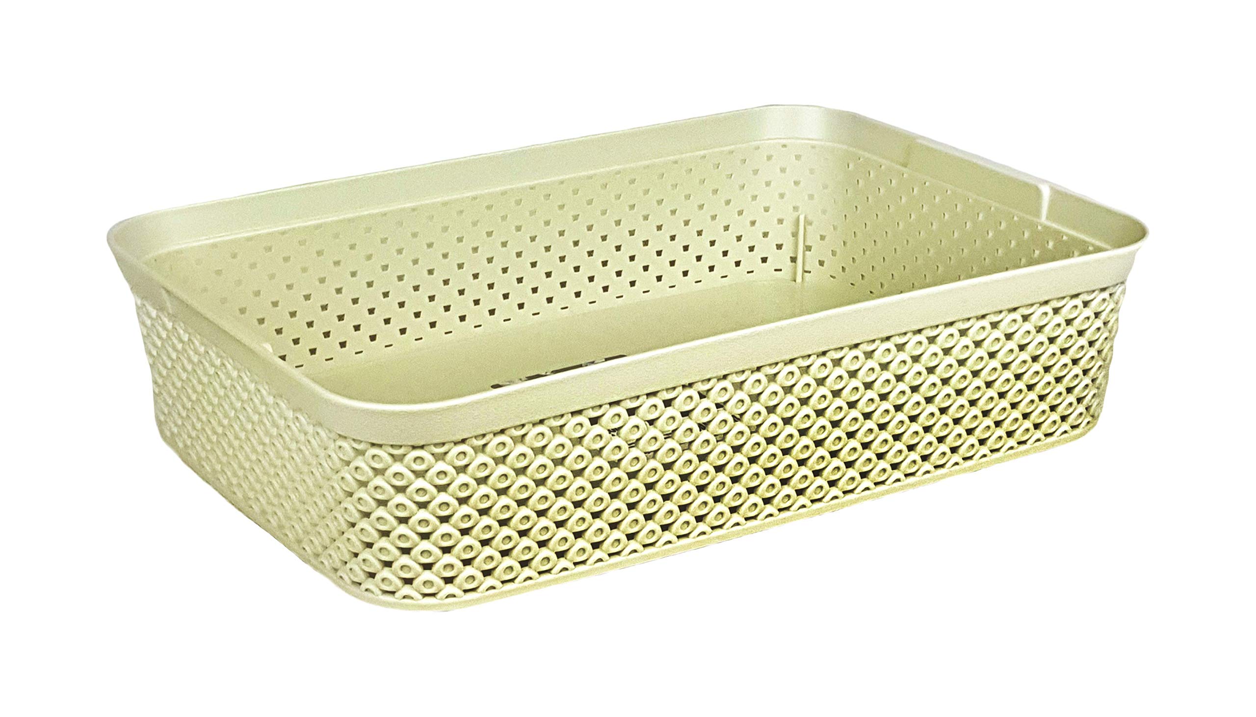 Hobby LifeDiamond Design Flat Basket Medium-Size (Ivory)