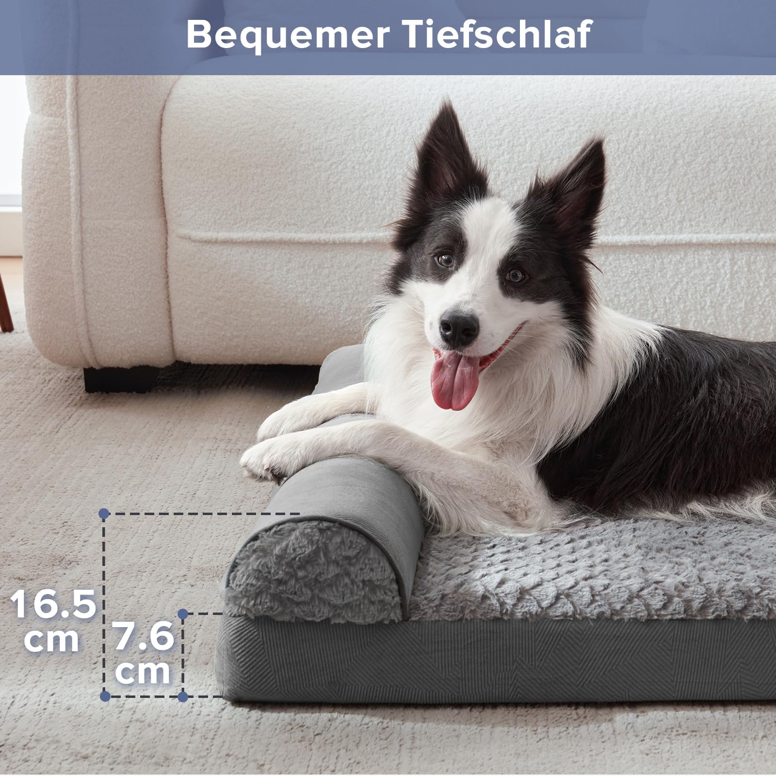 FURTIME Cuccia per cani di taglia grande, ortopedica, XXL, 122 x 89 cm, lavabile, ergonomica, con imbottitura rimovibile, antiscivolo, in gommapiuma, ortopedica