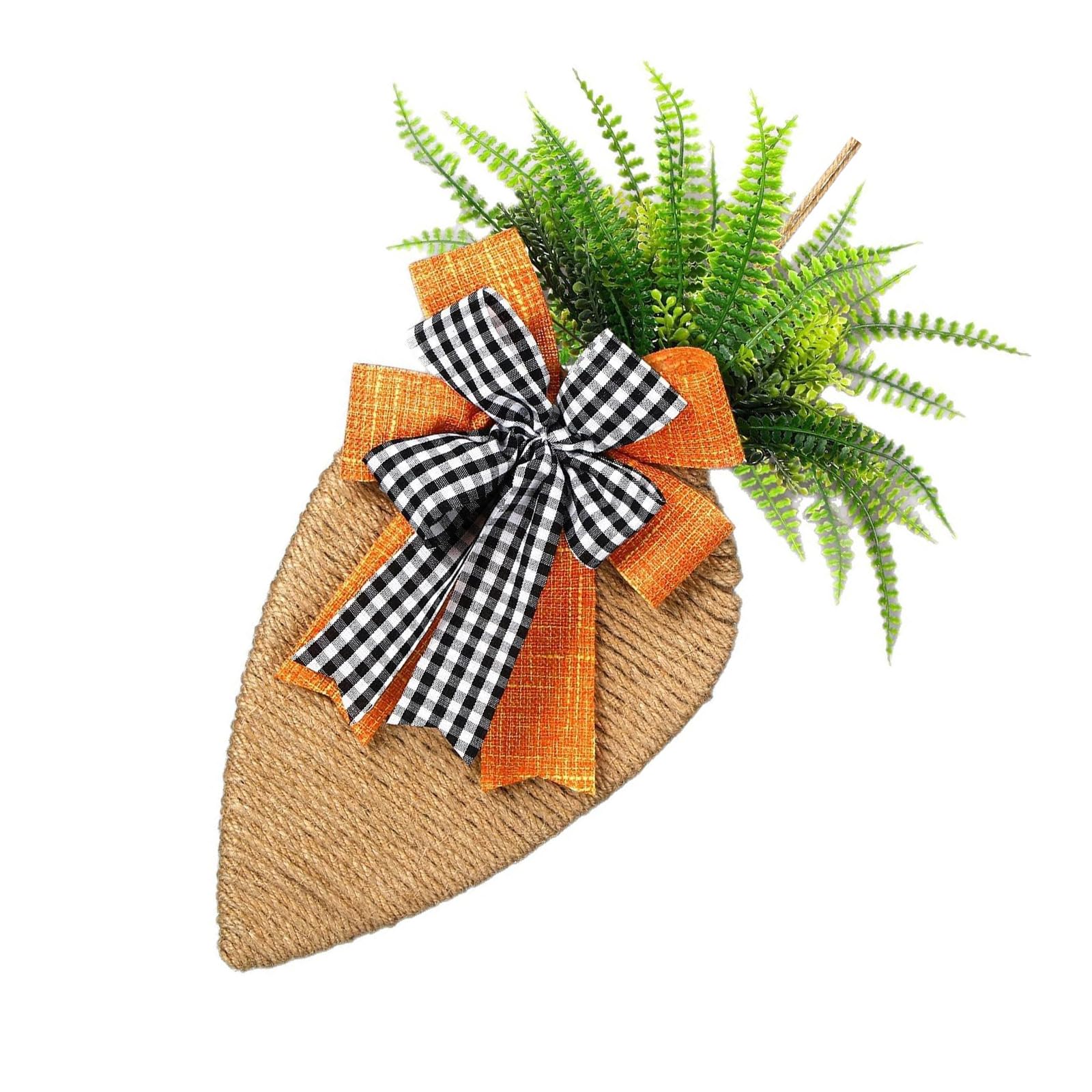 PANFHGFG Natural Woven Rope Carrot Shape Easter Decoration Hanging Wreath Door Sign for Children Adults and Parties Celebration Easter Front Door Decoration