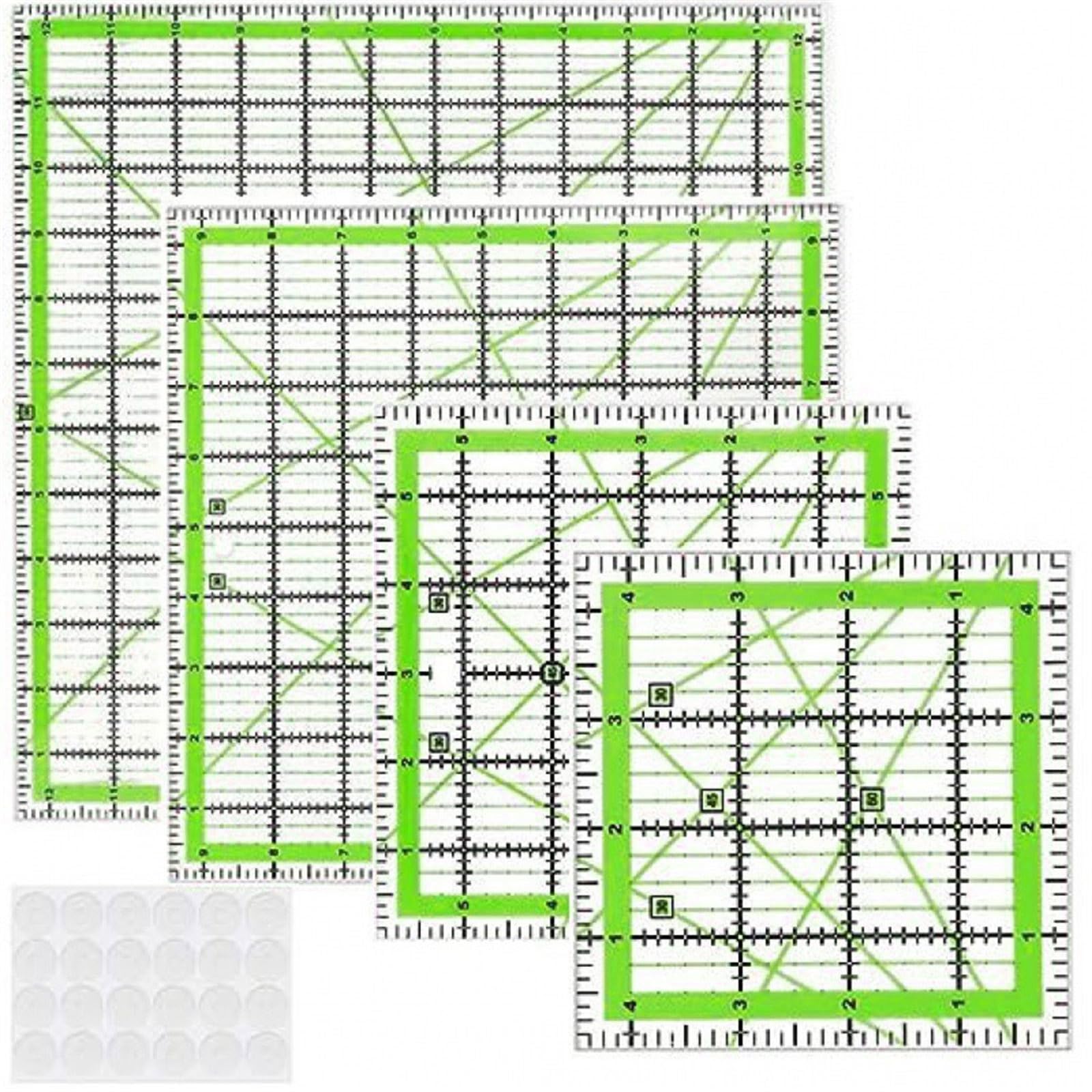 Jazuaiao 4Pcs Sewing Ruler Set Clear Acrylic Quilting Templates Patchwork for Fabric Cutting Dressmaking Sewing Measuring Patchwork Set