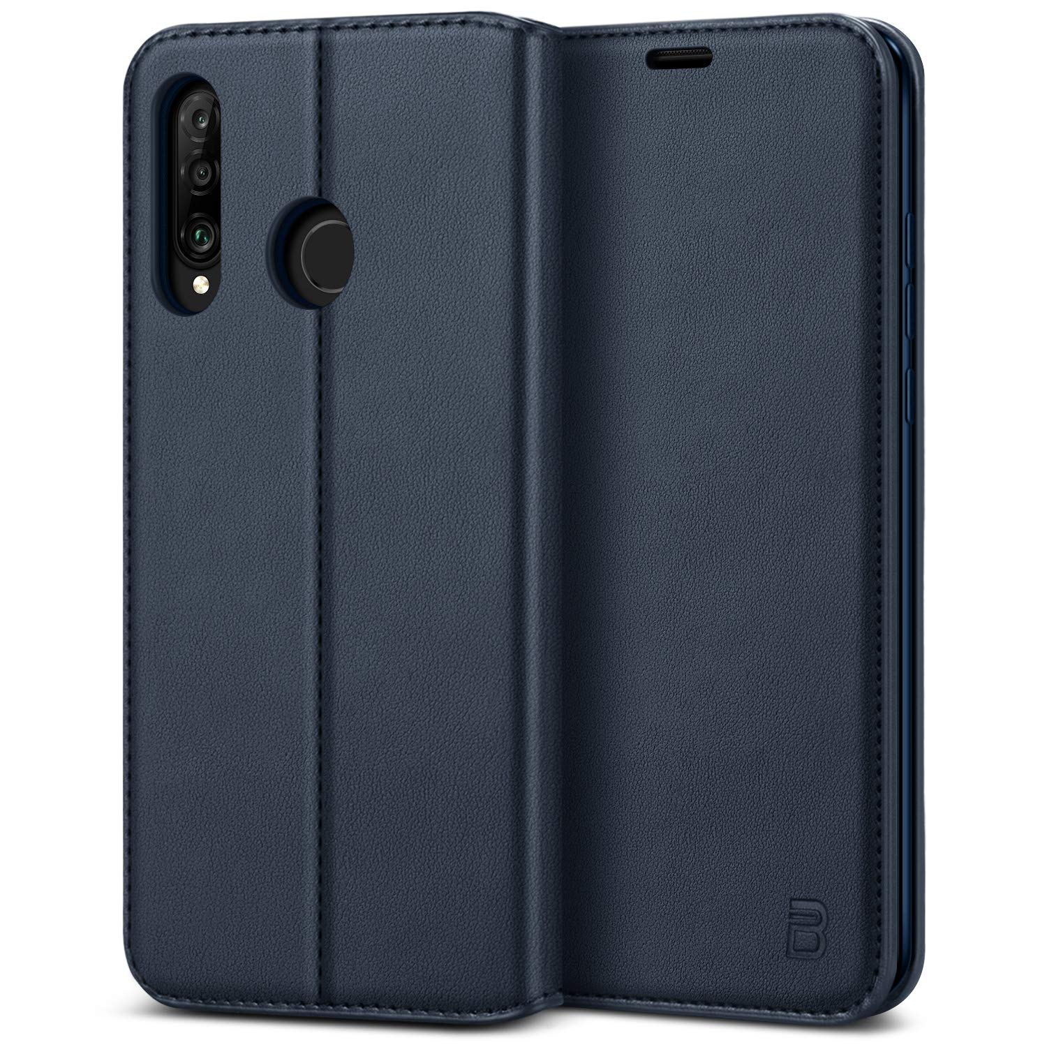 BEZ Cover Portafoglio Per Huawei P30 Pro - Custodia In Pelle Sintetica Con Porta Carte, Supporto E Chiusura Magnetica, Nero