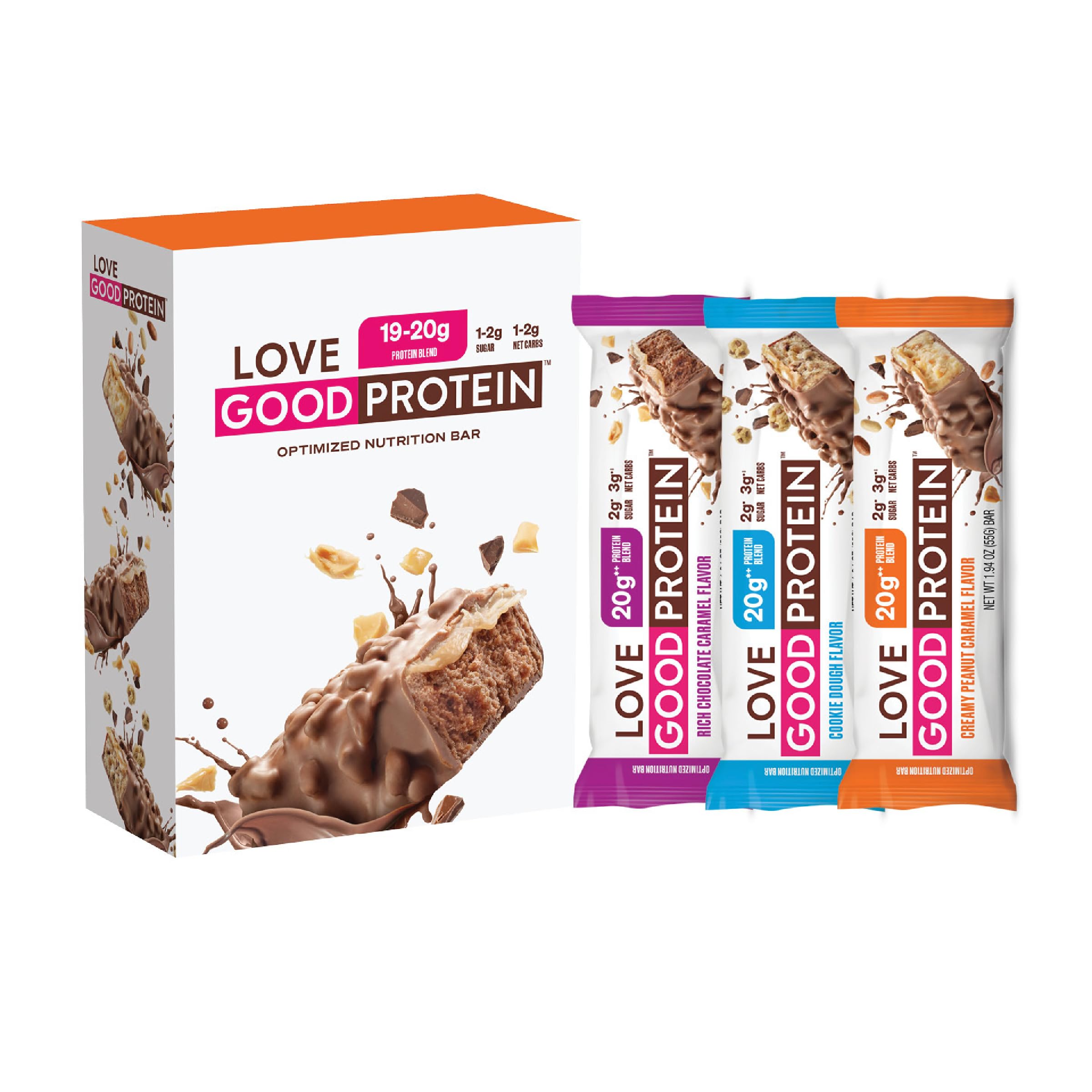 LOVE GOOD FATSHigh Protein Bars - Variety Pack Protein Bar - 12 Pack - Made in the USA