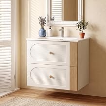 Tribesigns 60cm White Ceramic Basin Cabinet