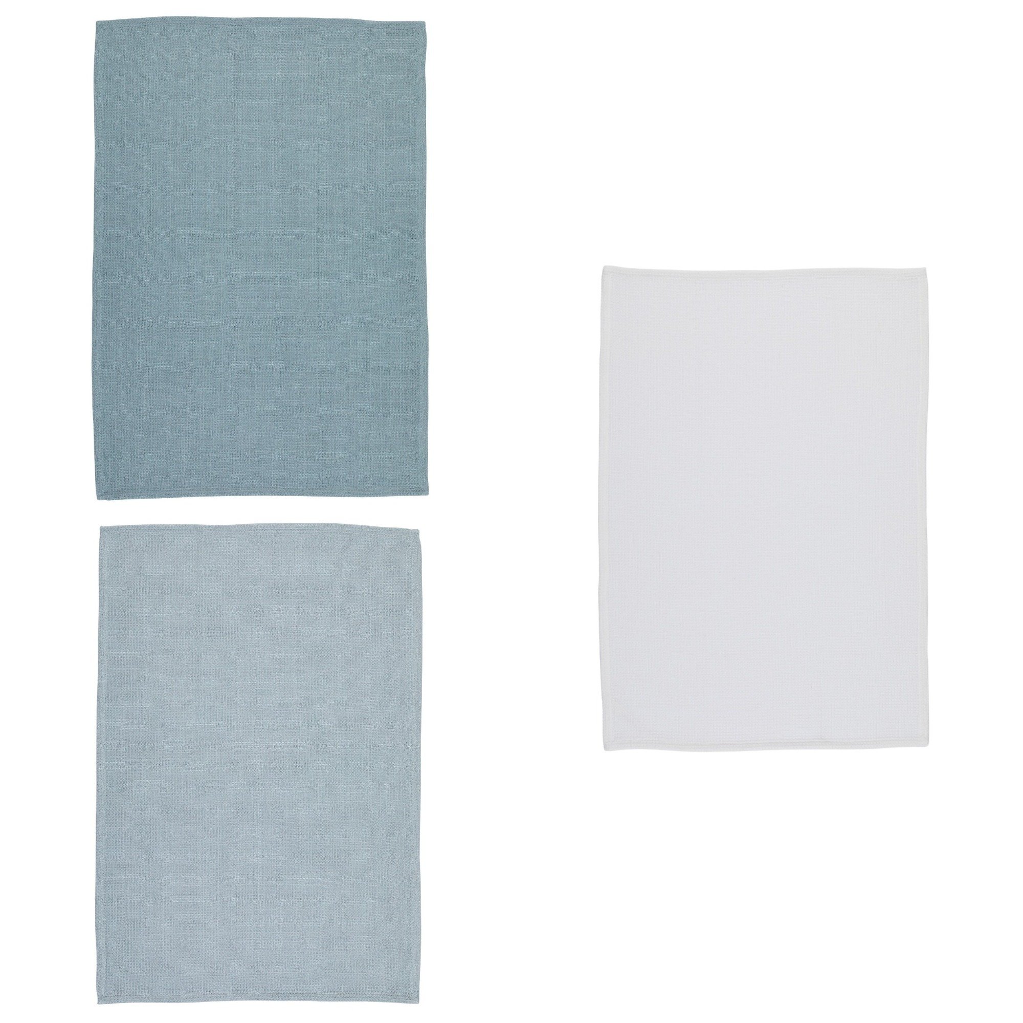 KitchenCraft Super-Absorbent 1% Cotton Waffle-Weave Tea Towels, 7 x 47 cm - 'Greys' (Set of 3)