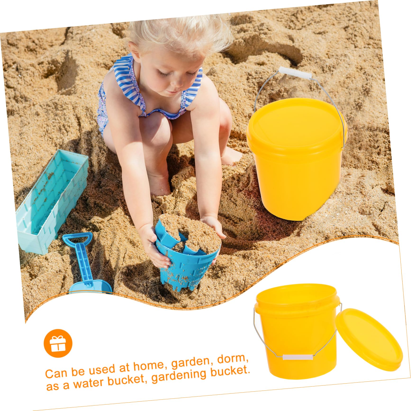 Gatuida Secchio di Plastica da 5l con Coperchio e Manico, Set da 2 Pezzi, Contenitore Sicuro e Portatile per Acqua e Uso Domestico da Giardino