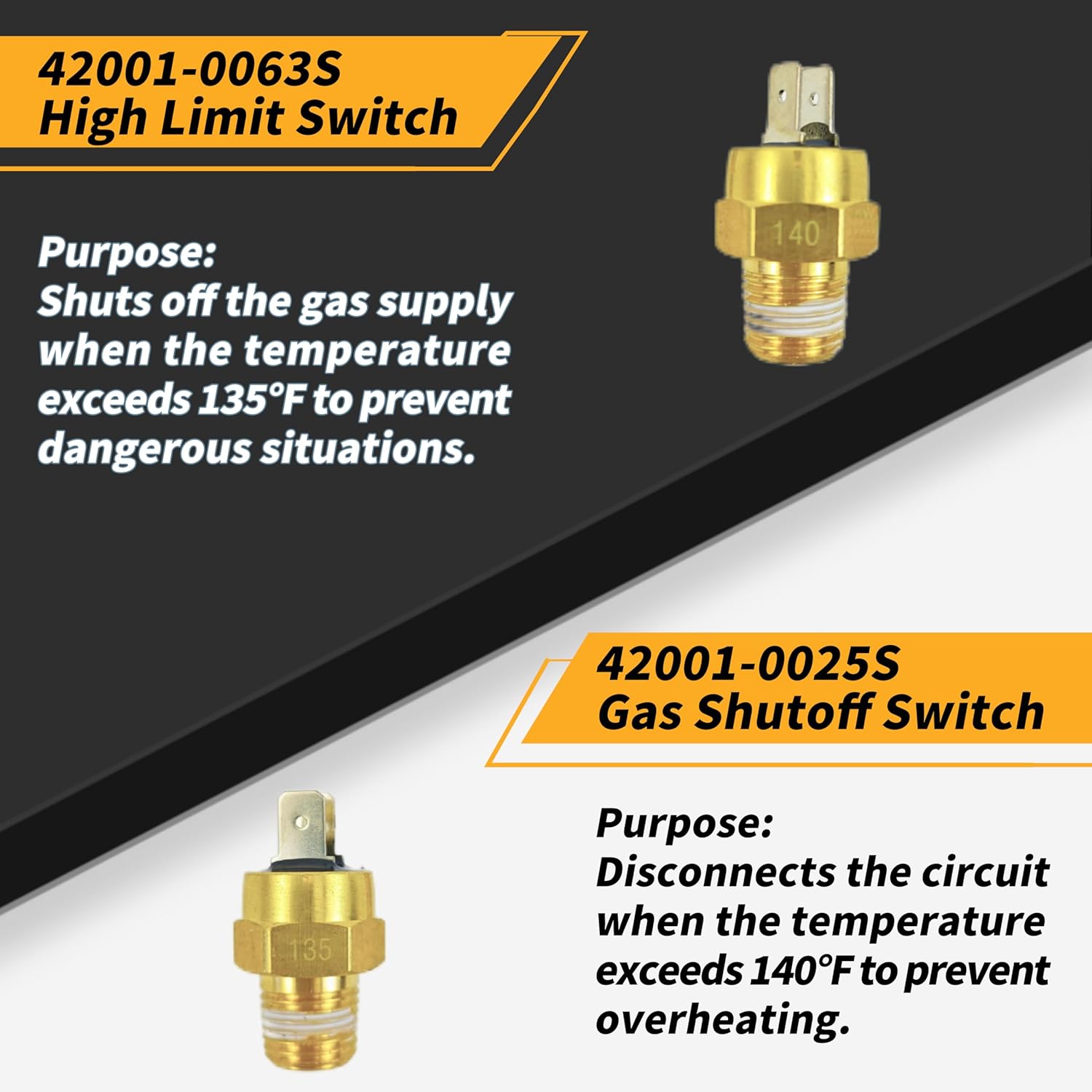 Pool Heater Repair Kit Compatible with Pentair Mastertemp Max-E-Therm Include Switch, Stack Flue Sensor, Thermistor,Replace Number 42002-0024S, 42001-0053S, 42001-0060S, 42002-0025S, 42001-0063S