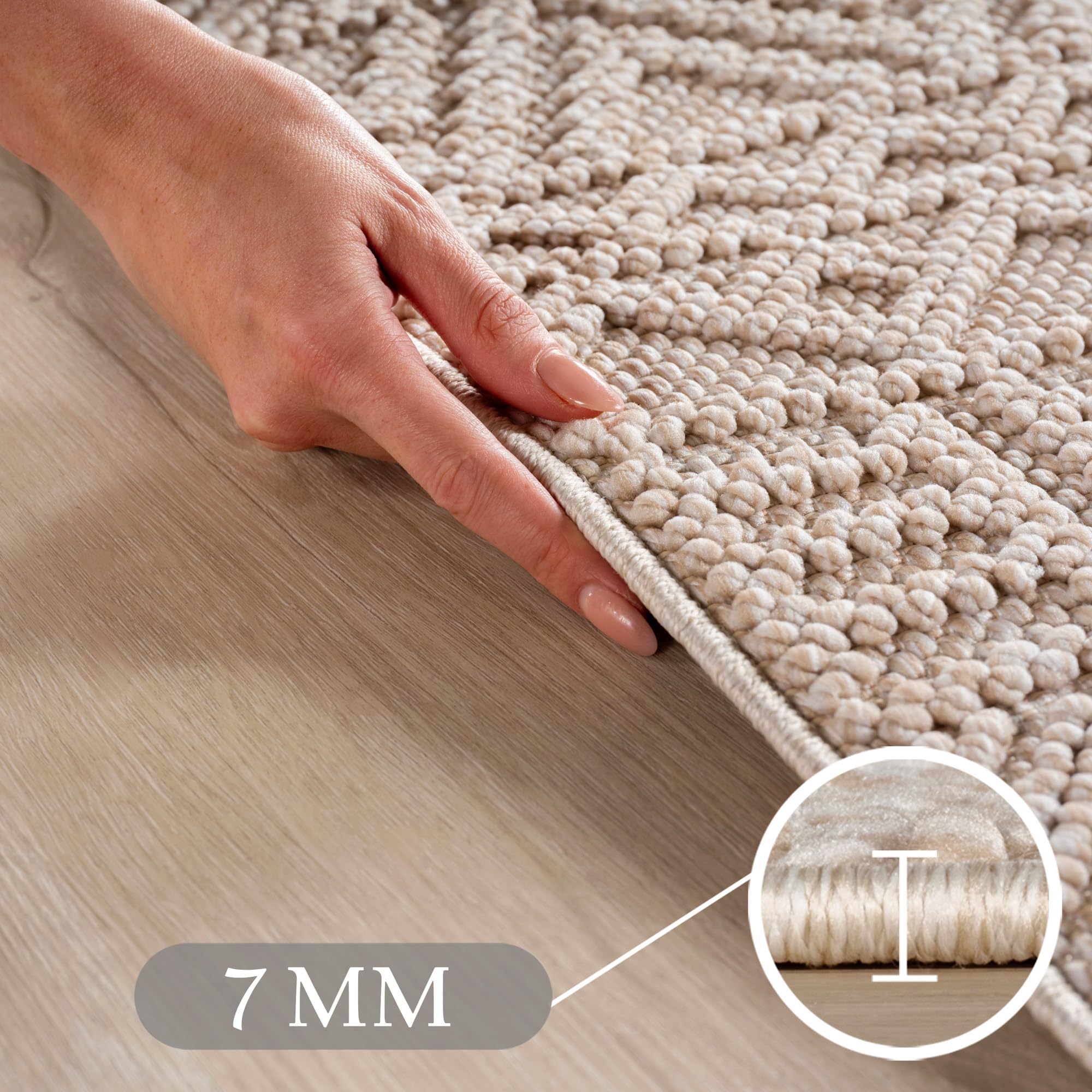 Carpetsale24 Tapis Couloir 80x250 cm Beige Design Vintage Bouclé Boucles Style Scandinave Doux Résistant Facile à Nettoyer Tapis Moderne pour Entrée Couloir Chambre