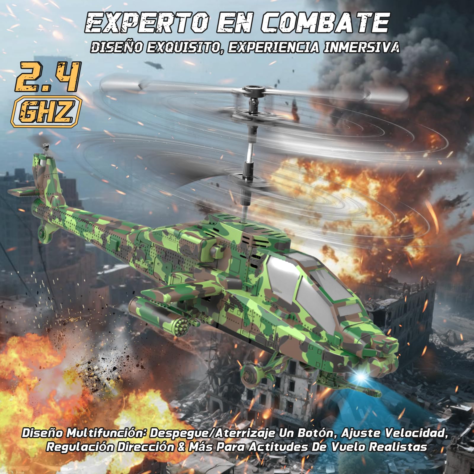 Charmofun Helicoptero Teledirigido, 2,4Ghz Helicoptero RC con Luz y 3 Baterías, 40 Minutos de Vuelo, 3,5 Canales Elicoptero Teleridijido niño, Avion Juguete Regalo para Niños de 8+ Años (Verde)