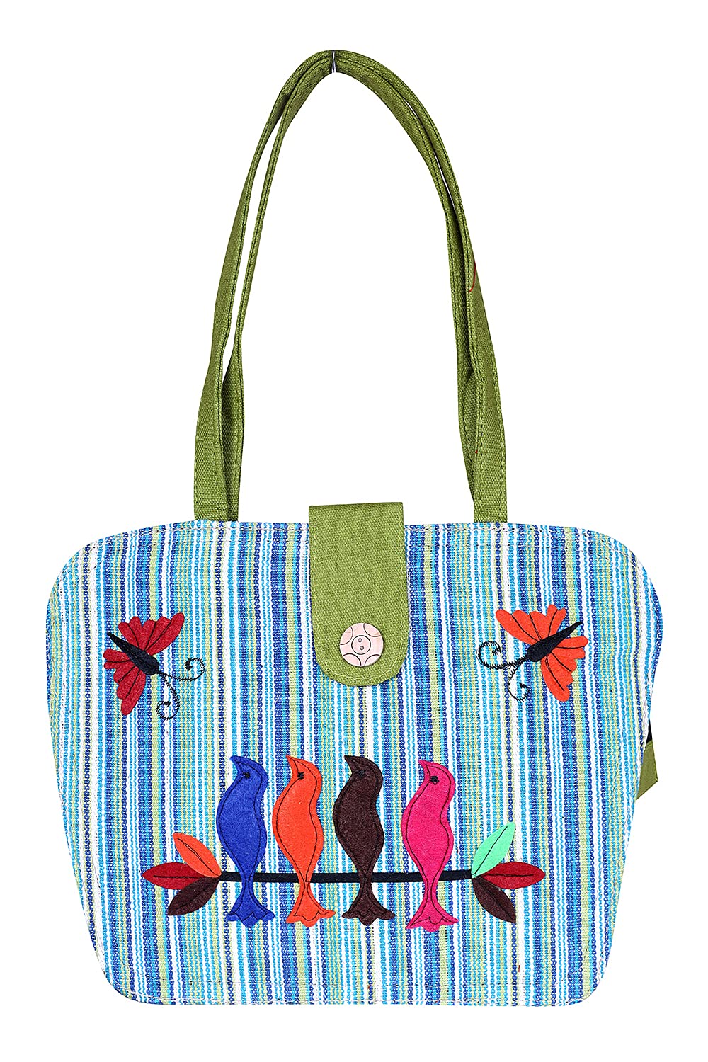 KGN Women's Jute Printed Designer Casual Shoulder Handbag (Large Size, Green)-image-36