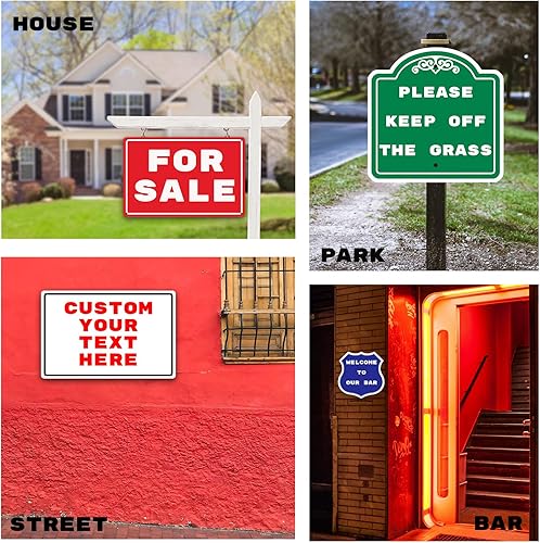 Miniatura 7 de Letrero personalizado de metal para exteriores, texto personalizado, aluminio, letrero decorativo resistente a la intemperie para oficina, negocios,