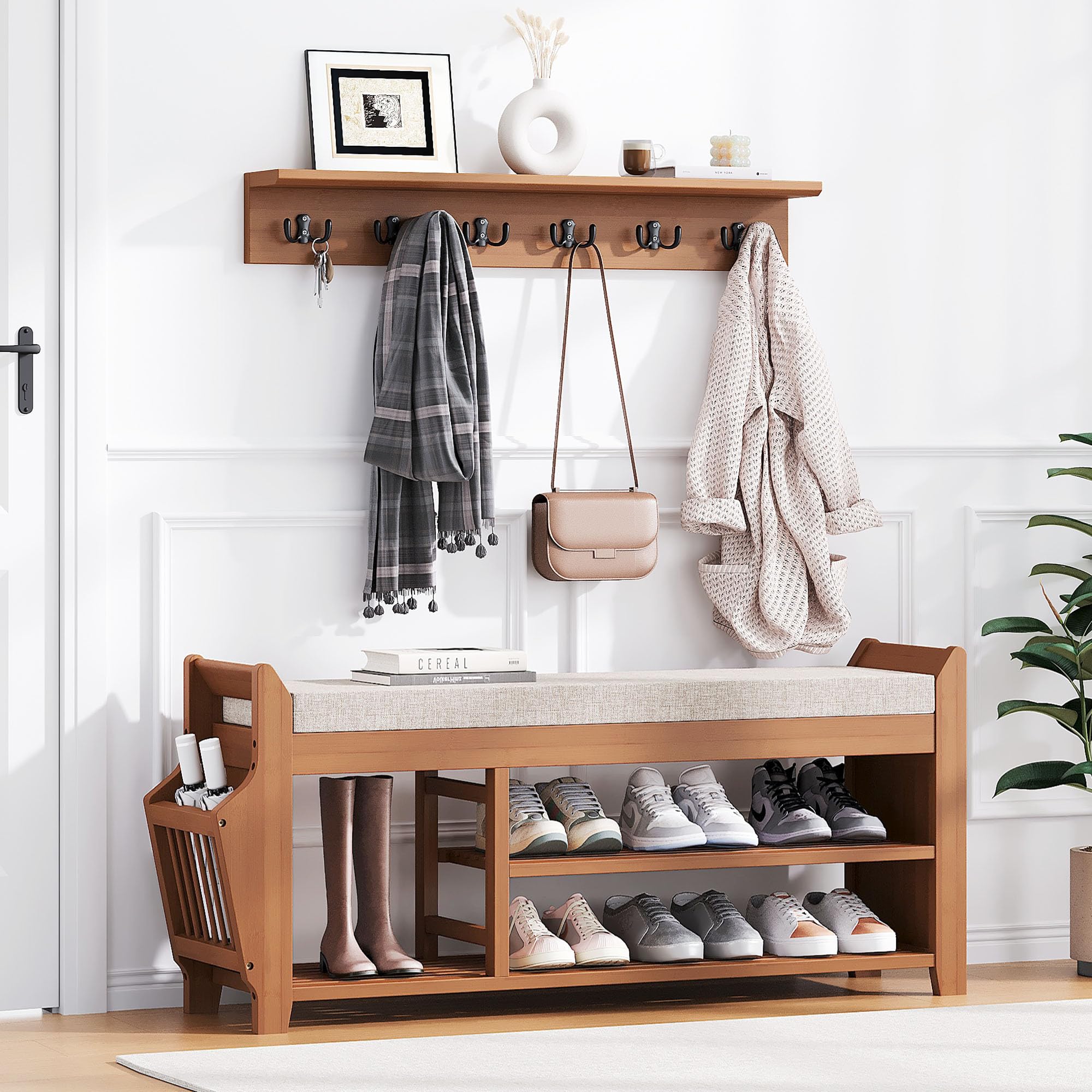Photo 1 of PETKABOO 39.4" Bamboo Shoe Bench with Storage
