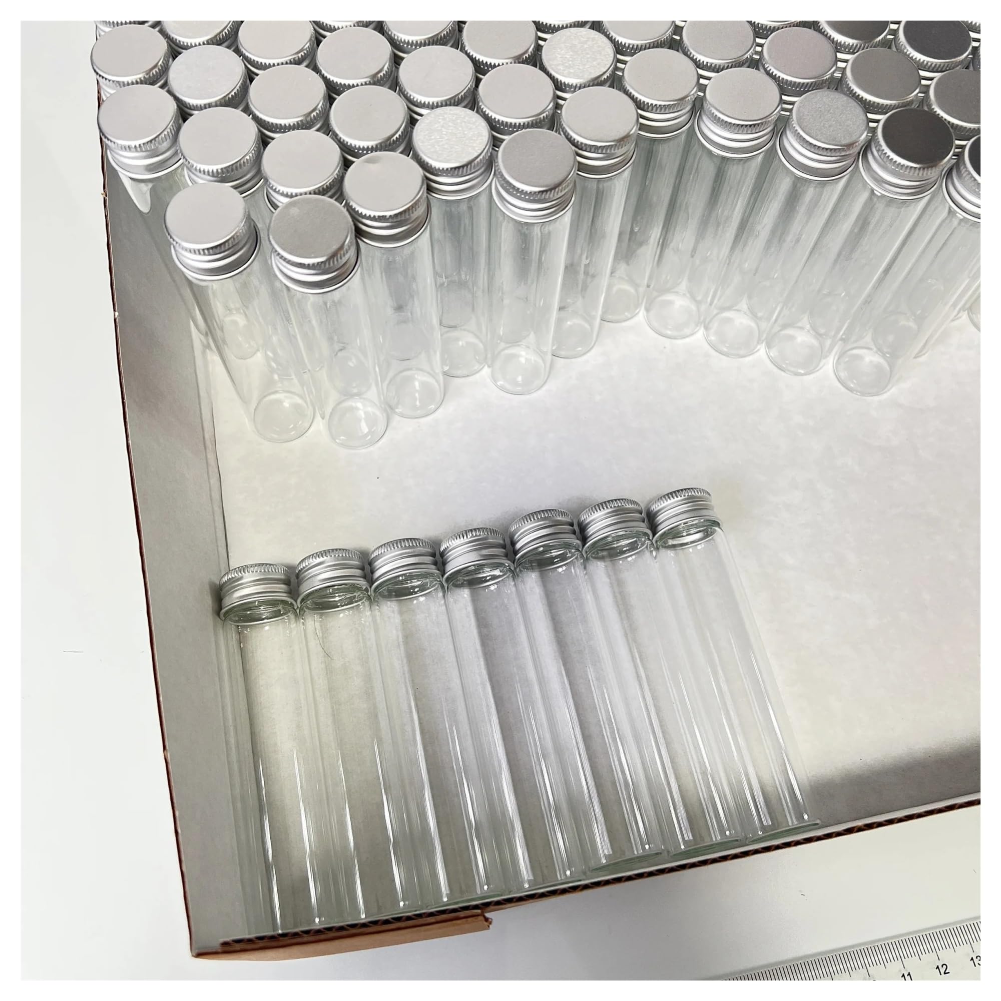 MENGKE 28/50 PCS 25ml Clear Glass Bottles With Lids 13×22×100mm Tiny Decorative Jars DIY Crafts Mini Test Tube Transparent Vials(50 pieces)