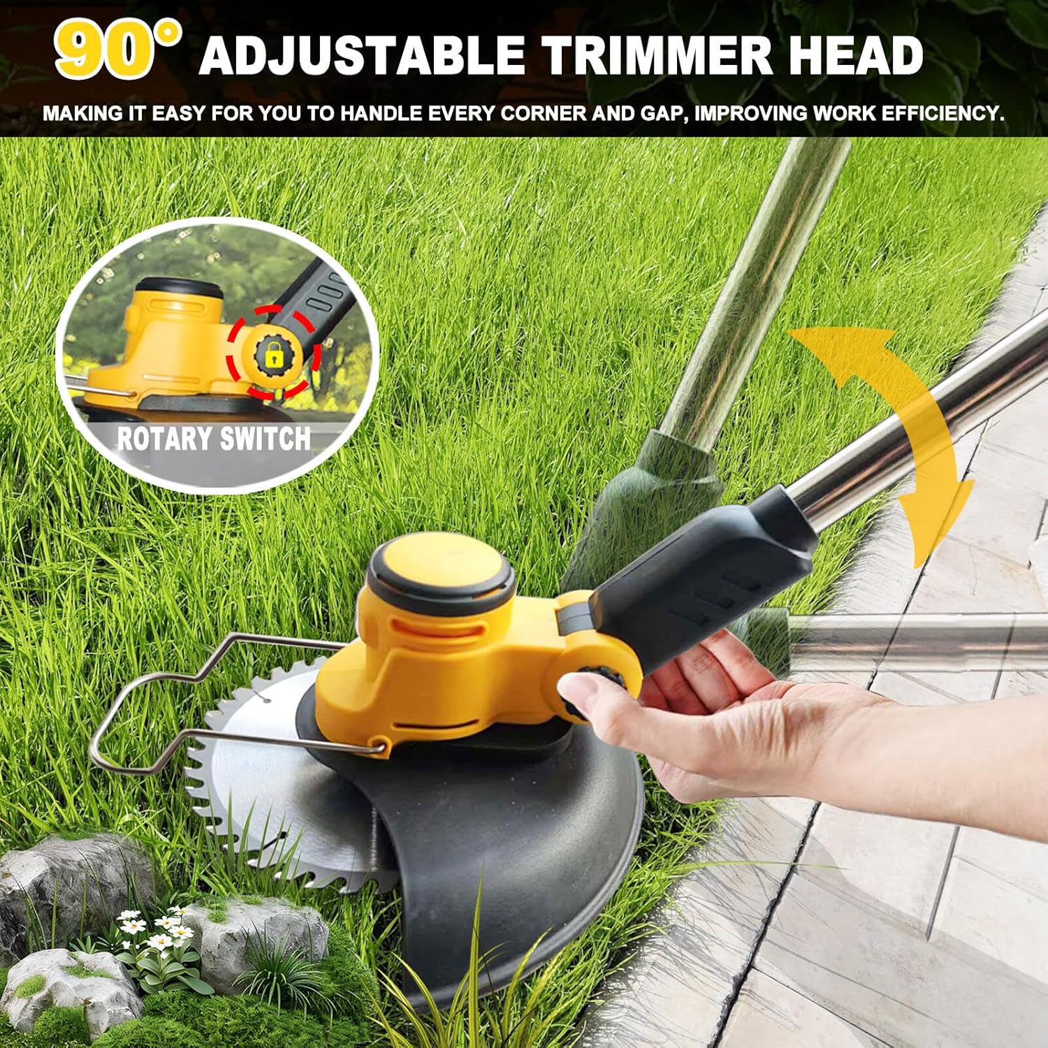 Cordless Weed Wacker for Dewalt 20V Battery, 4 in 1 Weed Eater Battery Powered, 1300W Lightweight Electric Weed Wacker, String Trimmer, Brush Cutter for Lawn, Yard and Bush Trimming (No Battery)